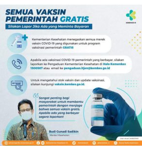 Vaksin Pemerintah Gratis Untuk Masyarakat Indonesia.
