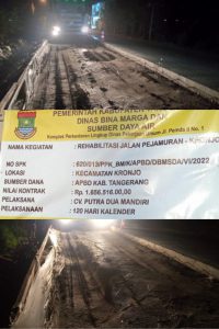 Diduga, Adanya Permainan Terhadap Proyek Rehabilitasi Jalan Pejamuran Kronjo , Mengakibatkan Jalan Tersebut Amblas