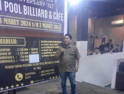 Ketua KONI Inhil, Tutup Event menaja Tournamment khusus Pemula Billiar Anniversary 1st Pool Billiard & Cafe