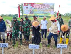 Optimalisasi Lahan Pertanian, Dandim 0314/Inhil Hadiri Penanaman Padi Serentak di Tempuling