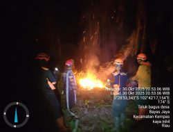 BPBD Inhil Terjunkan Tim untuk Padamkan Kebakaran Lahan di Desa Bayas Jaya, Kecamatan Kempas