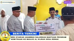 BRK Syariah Anambas Salurkan Bantuan Program Kemitraan ke Masjid Al Hijrah Desa Rewak
