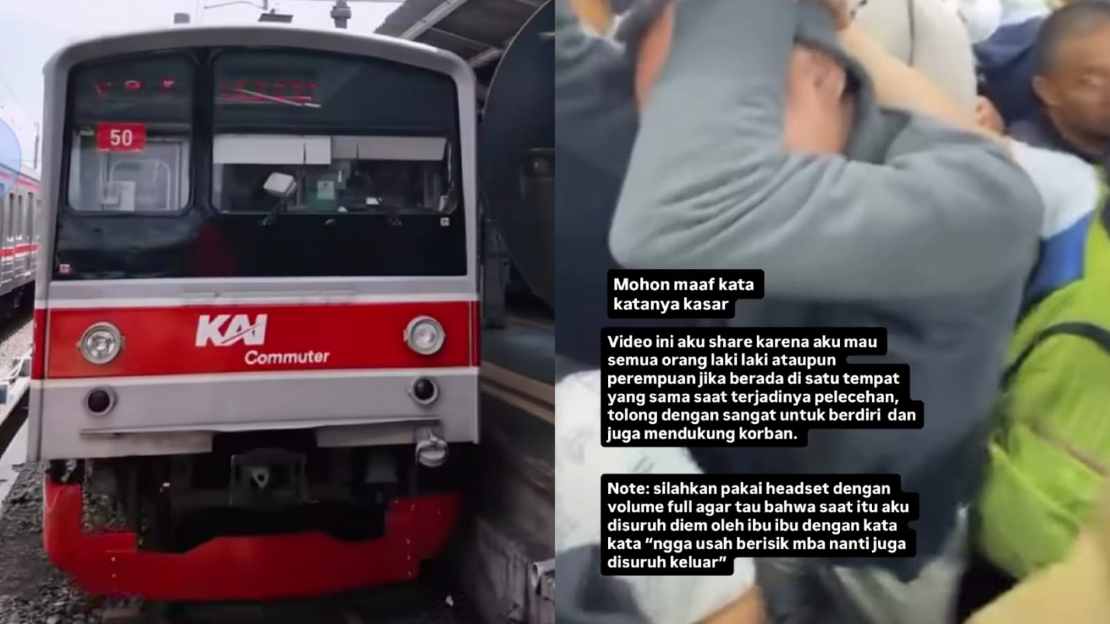 Viral dugaan pelecehan seksual di KRL Jakarta Kota-Nambo. (Instagram/commuterline-agIta_nurul)