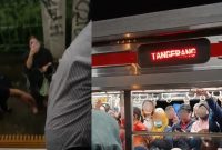 Insiden KRL Duri-Tangerang yang sempat mogok di antara Stasiun Bojong Indah dan Taman Kota. (X/harutonaa_)