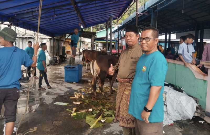 Camat Syamsir Monitoring Pemotongan 64 Ekor Sapi dan 1 Ekor Kambing Qurban di Siantan (photo/dok)