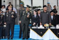 Wakil Wali Kota Batam, Li Claudia Chandra, menghadiri Upacara Hari Bhayangkara ke-80 di Lapangan Bhayangkara Polda Kepulauan Riau, Rabu (1/7/2026). HUMAS DISKOMINFO BATAM