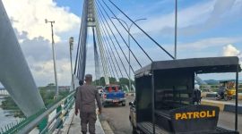 Patroli gabungan Direktorat Pengamanan Aset dan Kawasan BP Batam bersama Dinas Perhubungan, Polisi Militer, serta Patroli dan Pengawalan (Patwal) Satuan Lalu Lintas Polresta Barelang, pada Senin (6/7/2026). F/ Dok Humas BP BATAM.
