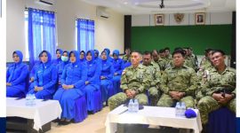 Komandan Pangkalan TNI Angkatan Laut (Danlanal) Tarempa Letkol Laut (P) Romi Sitorus, S.E., bersama Perwira Staf dan seluruh personel Lanal Tarempa mengikuti Video Conference (Vicon) tatap muka dalam rangka memperingati 80 tahun Jalasenastri.