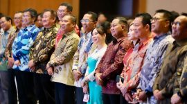 Wali Kota Batam, Amsakar Achmad, bersama Wakil Wali Kota Batam, Li Claudia Chandra, menghadiri Singapore National Day Reception di Grand Ballroom Hotel Radisson, Sukajadi, Kecamatan Batam Kota, Kamis (3/9/2026)